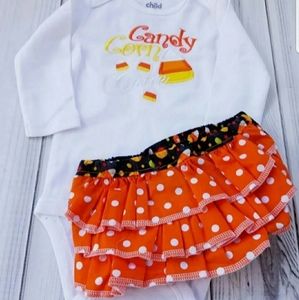 Candy Corn cutie halloween ruffle diaper cover set
